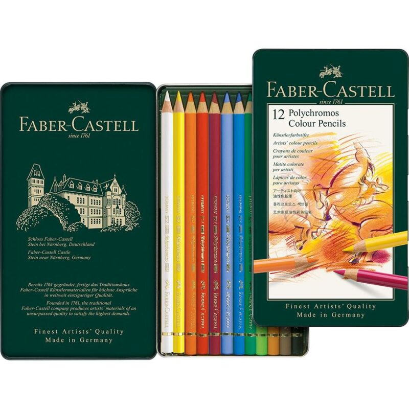 Faber Castell Polychromos colour pencil, tin of 12 – Image 4