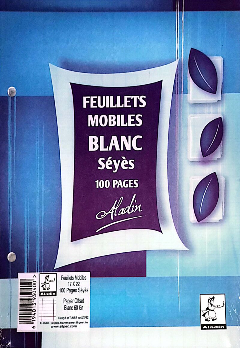 Feuilles mobiles seyes 100p A5 Aladin