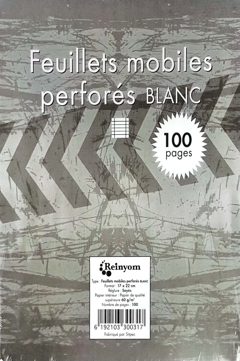 Feuilles mobiles perforés blanc A5 100p 60gr Reinyom