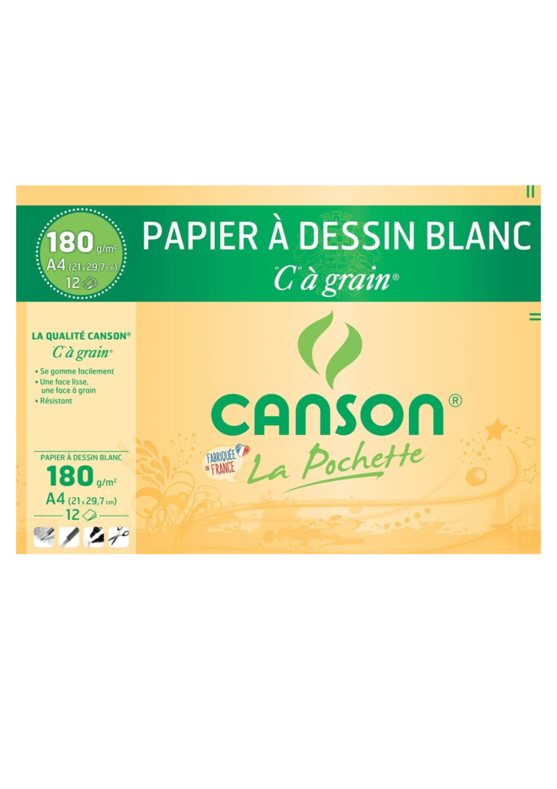CANSON Pochette de 12 feuilles de papier dessin 180g A4