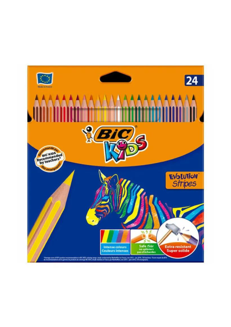 Pochette de 24 crayons de couleur BIC KIDS Evolution Stripes