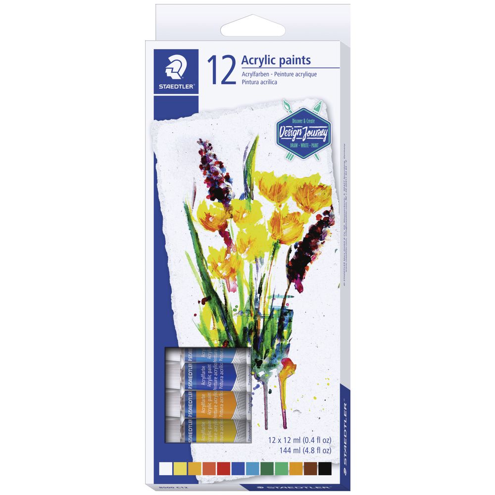 Cardboard box containing 12 acrylic paints in assorted colours STAEDTLER® 8500