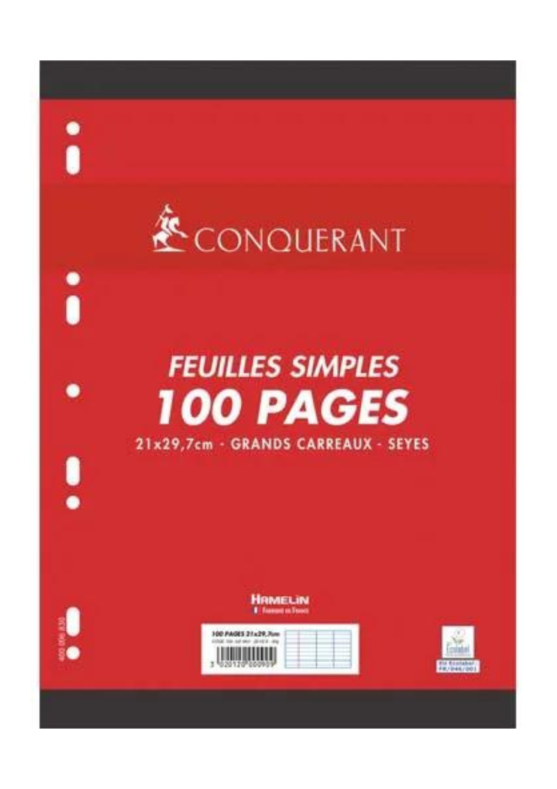 Feuilles Simple Conquerant A4 100P 90G