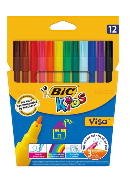 Feutres Bic Kids Visa 12 Couleurs