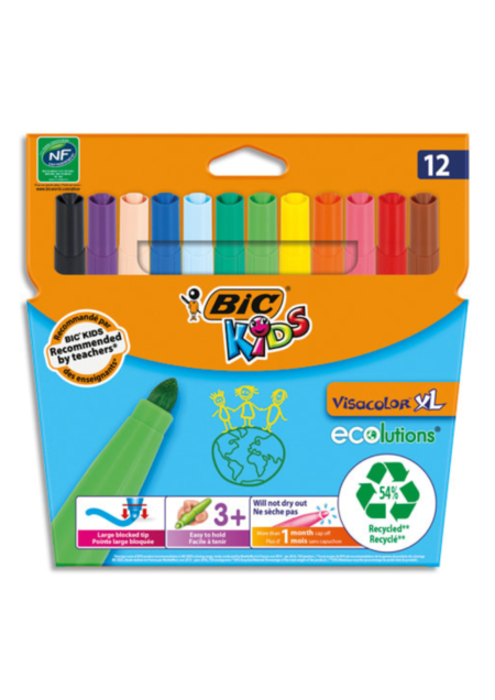 12 Gros Feutres BIC Kids Visacolor XL ECOlutions