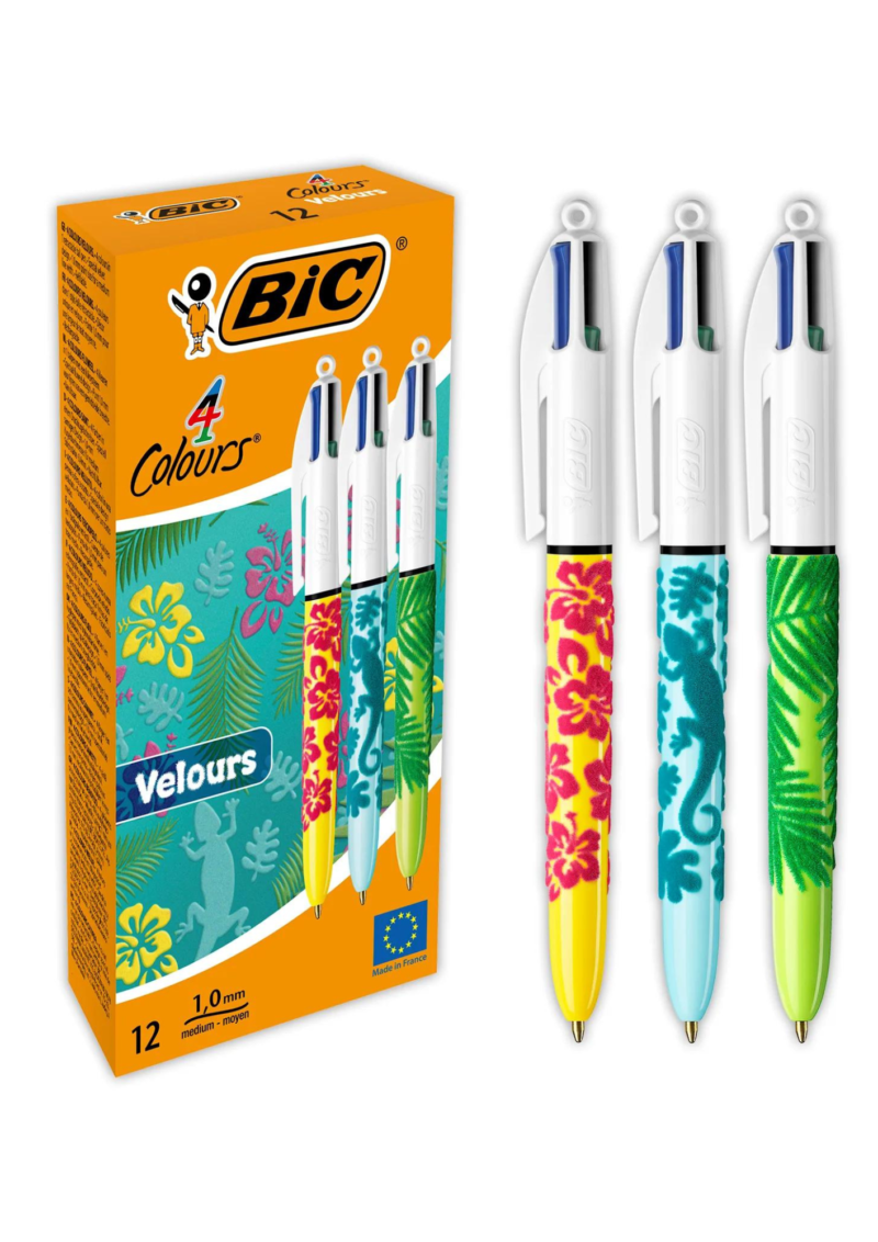 Stylo bille rétractable Bic 4 Couleurs Velours