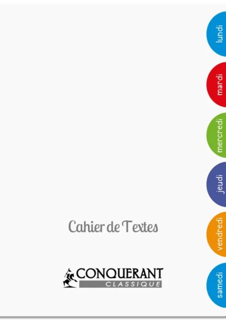 Conquérant Classique - Cahier de texte Polypro - 17x22 - 124 pages - Seyès -Transparent