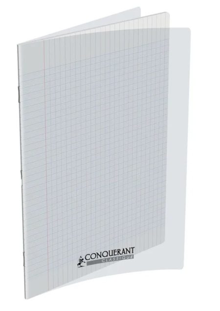 Conquérant Classique - Cahier polypro 24 x 32 cm - 140 pages - grands carreaux (Seyes) - transparent
