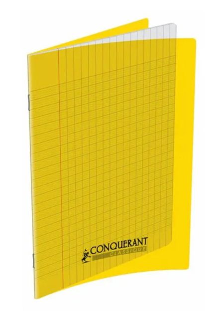 Conquérant Classique - Cahier polypro 17 x 22 cm - 48 pages - grands carreaux (Seyes) - jaune